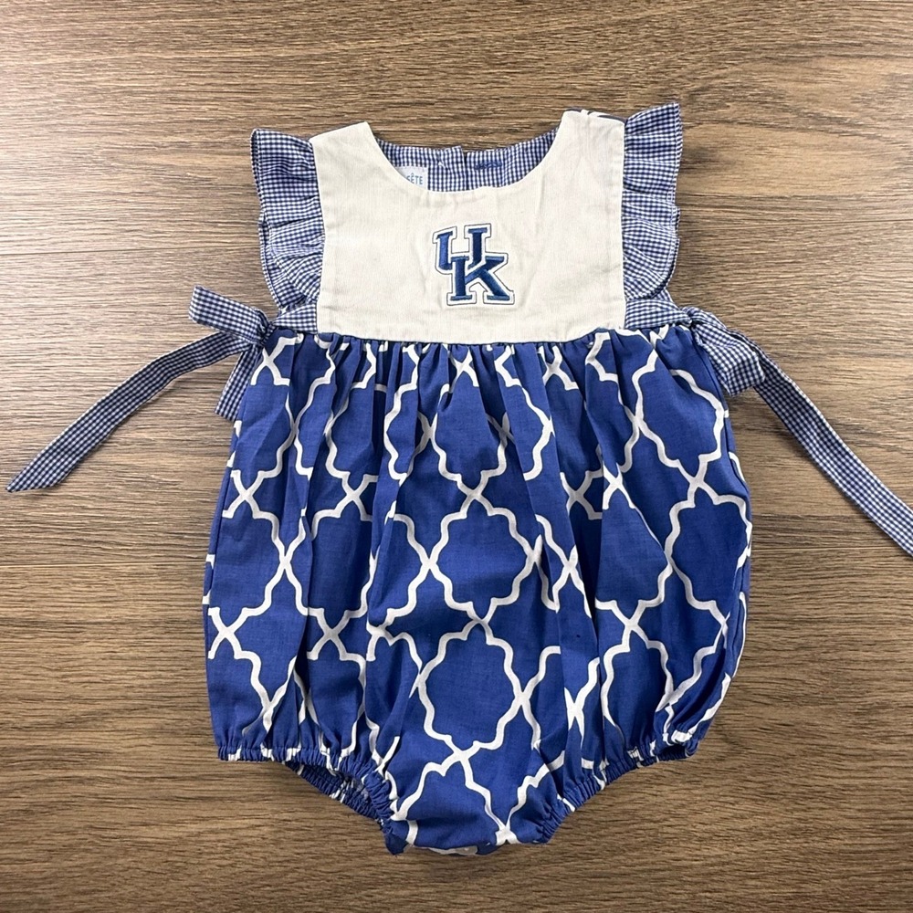 Vive La Fete University of Kentucky UK Wildcats Baby Bubble Romper Blue White 9M